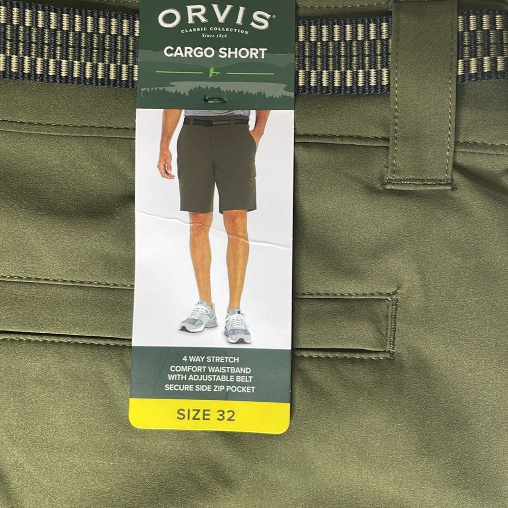 Orvis Cargo Shorts Olive Green Comfy Waistband - Picture 2 of 4